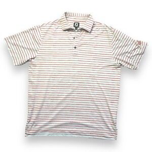 mens footjoy FJ coral/pink white chalk line stripe performance golf polo…‎